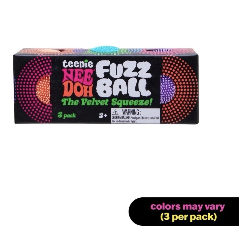 NeeDoh Teenie Fuzz Ball 3-Pack Squishy Schylling Velvet Squeeze Random Color